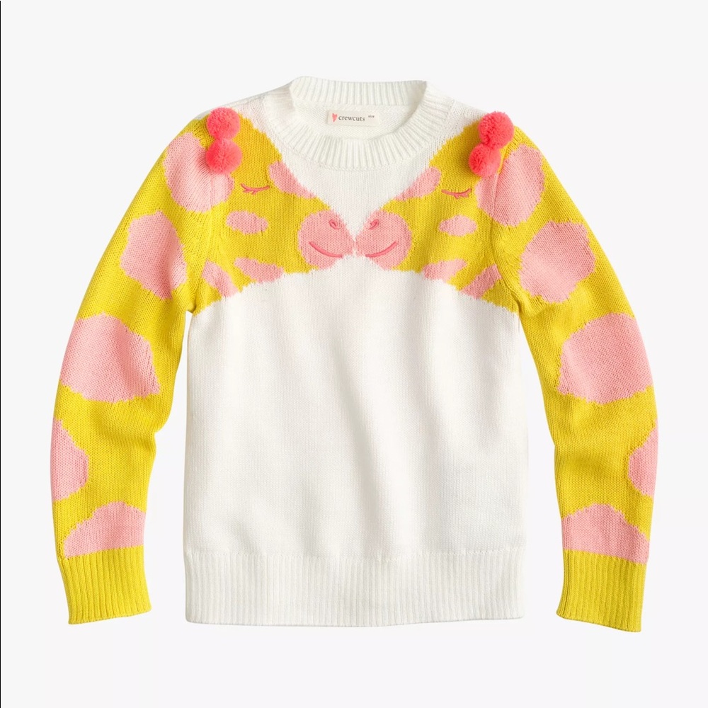 J Crew Crewcuts 6-7 giraffe pom pom sweater